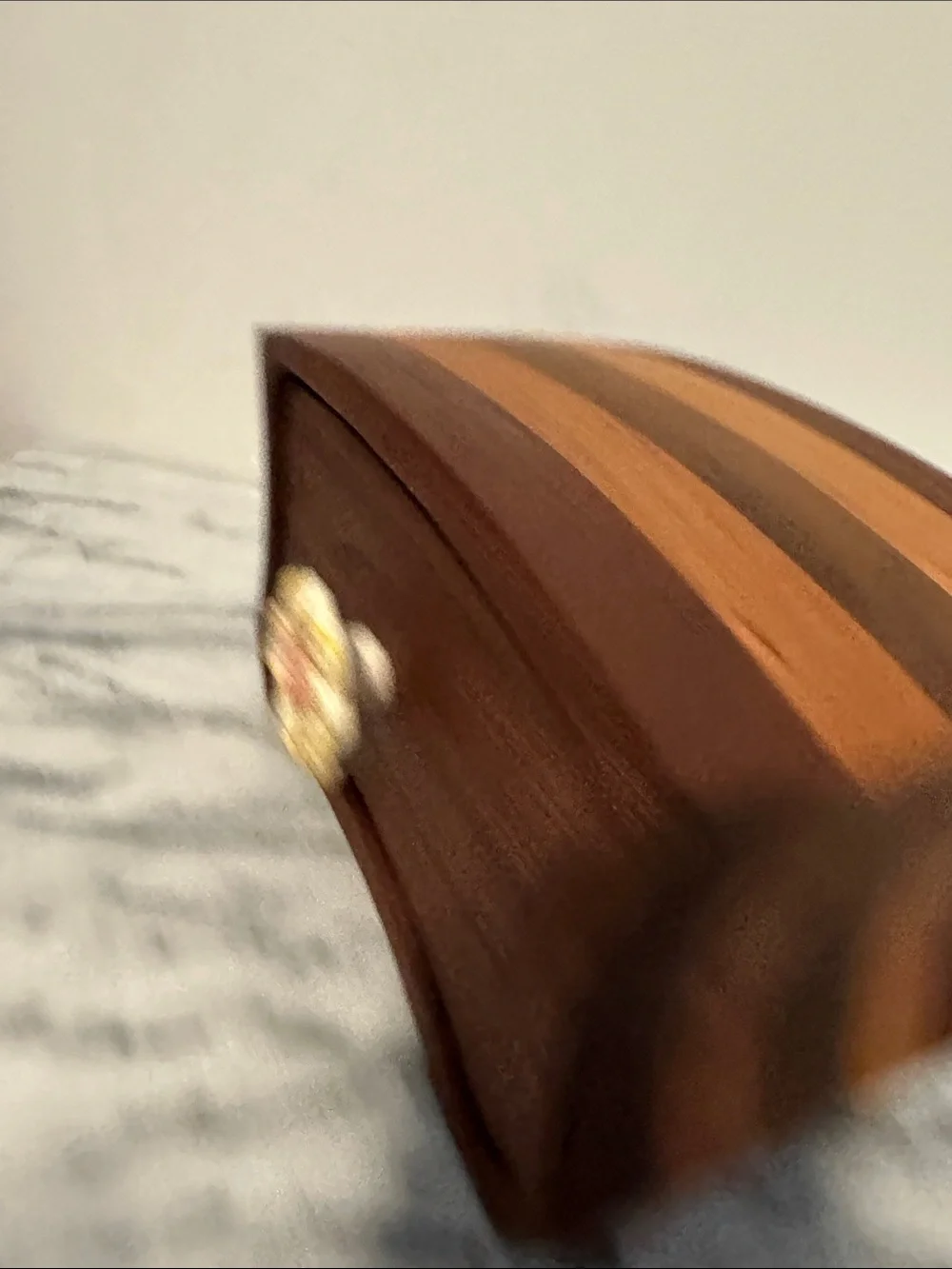 Hand made bandsaw Wooden Jewelry Box with Yellow Flower Knob